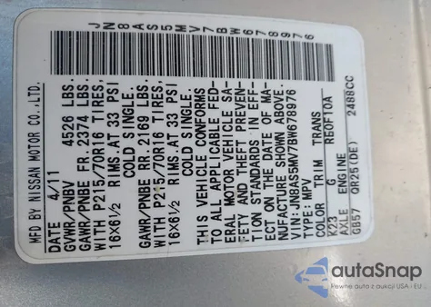 2011 Nissan Rogue S from USA, damaged, VIN JN8AS5MV7BW678976